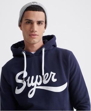 Superdry Super Wrap Férfi Kapucnis Pulóver Sötétkék | OXSIV2694